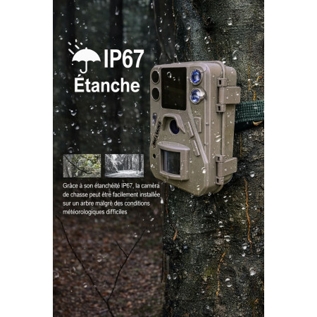 Caméra de chasse 4K 37 MP, double flash 850 nm, détection 26 m