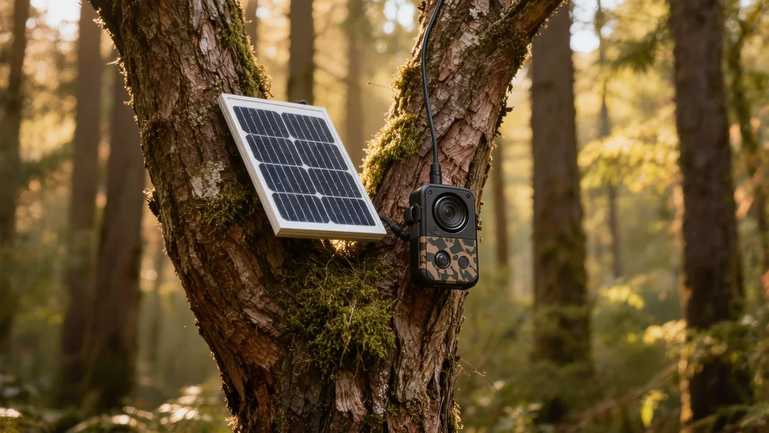 Panneau solaire orienté vers le sud pour caméra de chasse