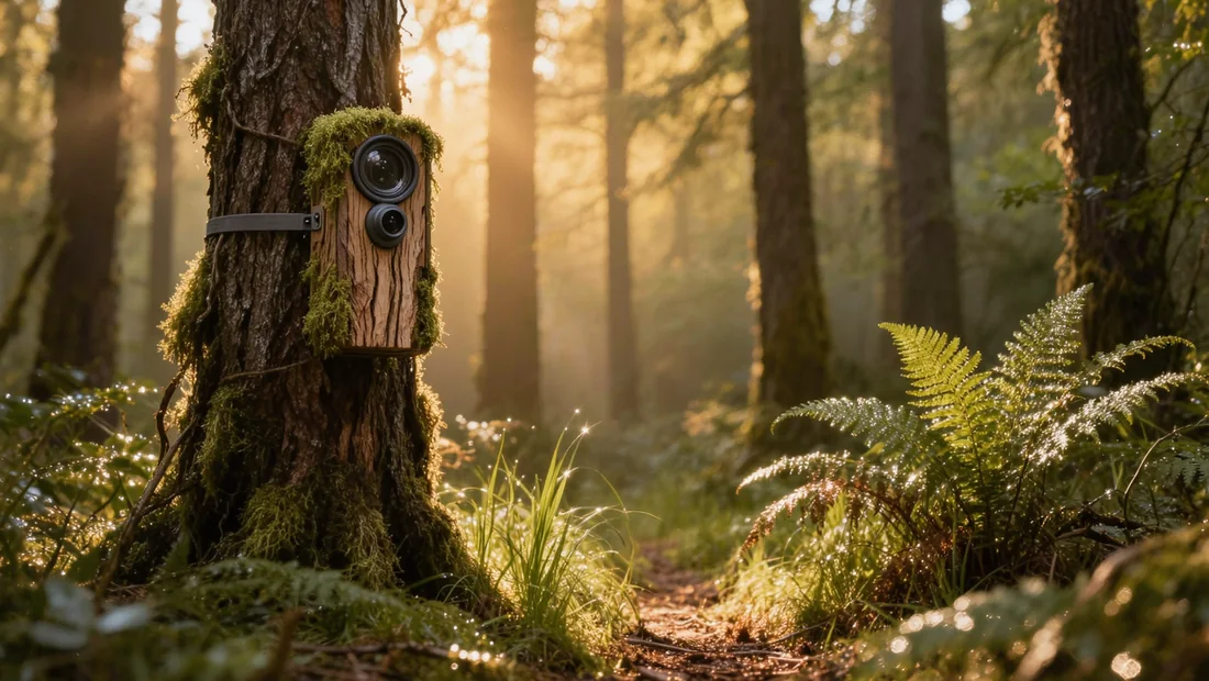 Caméra de chasse 4G orientée vers un chemin de gibier
