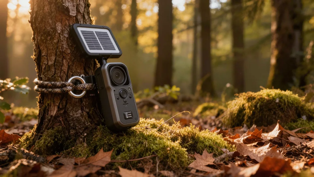Caméra de chasse 4G sécurisée avec un câble et un panneau solaire