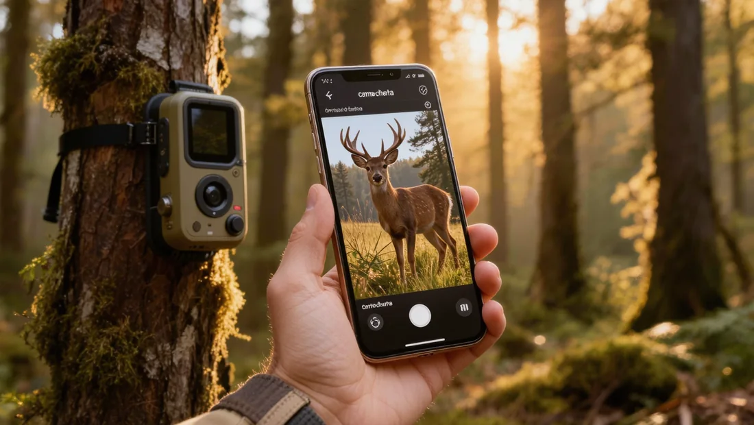 Téléphone affichant l'application d'une caméra de chasse